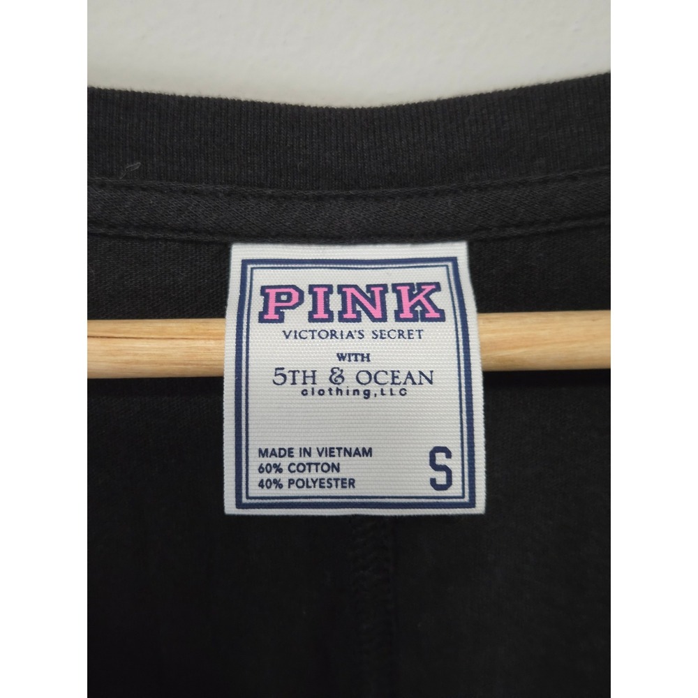 Pink Victoria's Secret Georgia Bulldogs Long Sleeve V-Neck T-Shirt Black Small - Picture 3 of 6